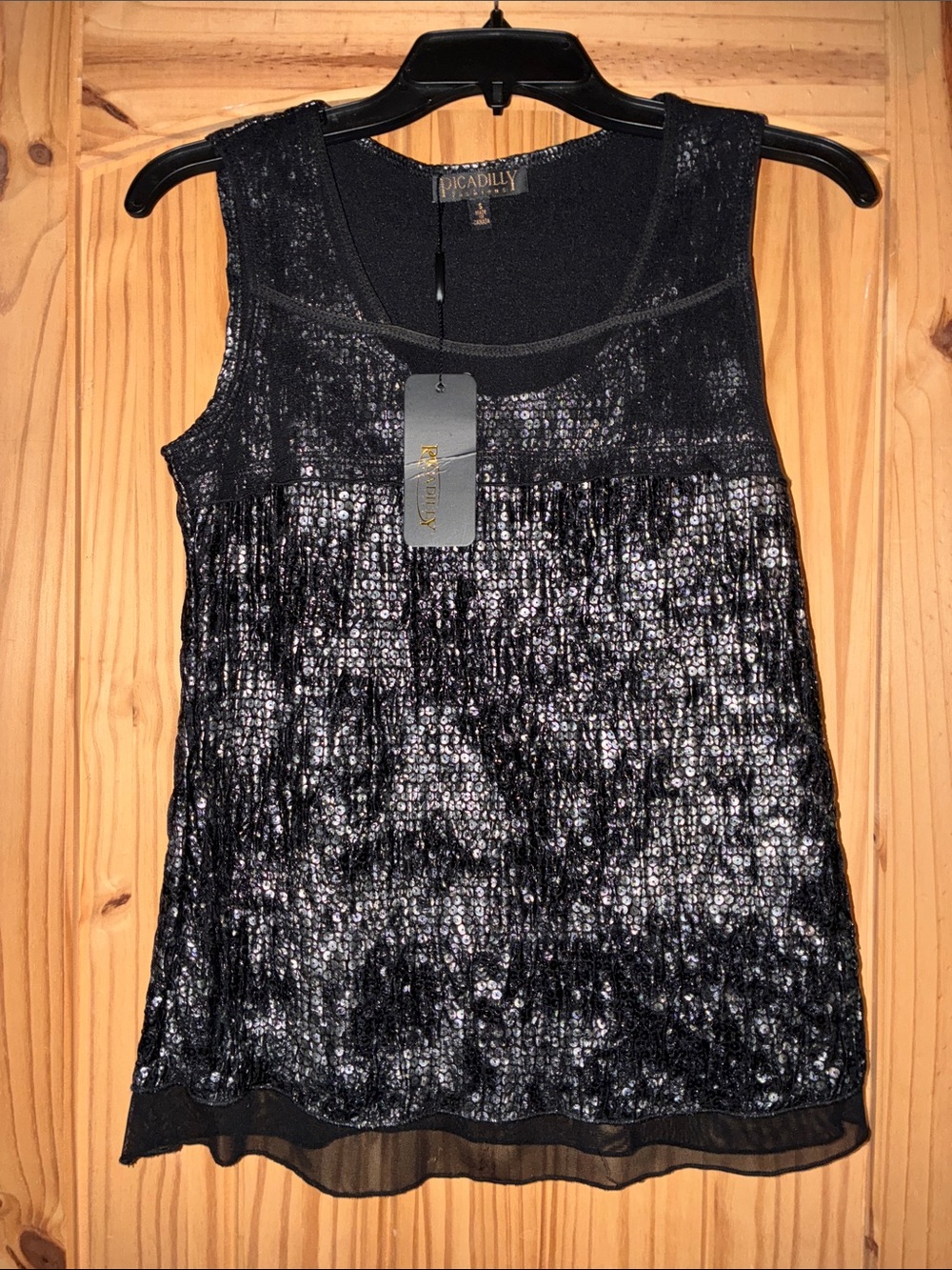 Picadilly Fashion Black Sequin Tank Top